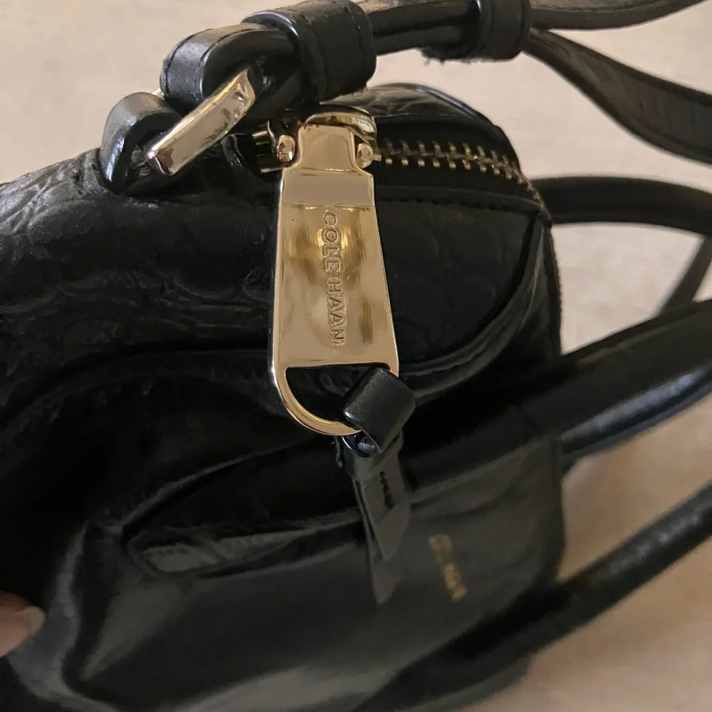 Cole Haan Women’s Black Leather Mini Satchel Crossbody Bag | Every Day Use